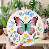 ORIGACH 6 Pack Butterfly & Flower Wreath Embroidery Kits for Beginners, DIY Starter Hand Embroidery Kit with Floral and Butterfly Patterns and Instructions for Adults Women Crafting