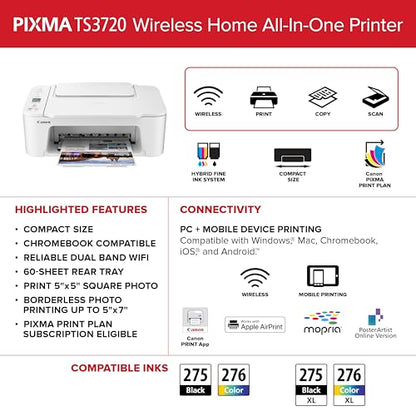 Canon PIXMA TS3720 Wireless All-in-One Printer (6671C022)