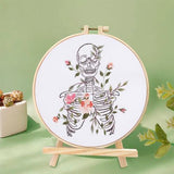 Yangshine 2 Sets Human Anatomy Embroidery Kit for Beginners,Flower with Skull Patterns Cross Stitch Kits,Including Embroidery Hoops, Fabric,Color Threads,Needles,Instructions and Tool Kit