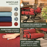 Hanover Montclair 7-Piece Outdoor Dining Set with 6 Swivel Rockers, Chili Red Cushions and Stamped Steel Rectangular Dining Table, Patio Dining Set for 6, Premium All-Weather Patio Furniture for Deck Hanover