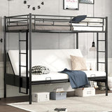 Bellemave Twin Over Futon bunk Bed, loft Bed with futon, Twin Over Full Futon bunk beds, No Box Spring Needed, Black Bellemave