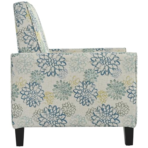 Merax 27.5" Push Back Recliner Chair Upholstered Recliner Armchair with Solid Beech Wood Legs for Living Room and Bedroom, Light Brown&Blue Merax