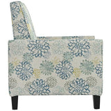 Merax 27.5" Push Back Recliner Chair Upholstered Recliner Armchair with Solid Beech Wood Legs for Living Room and Bedroom, Light Brown&Blue Merax