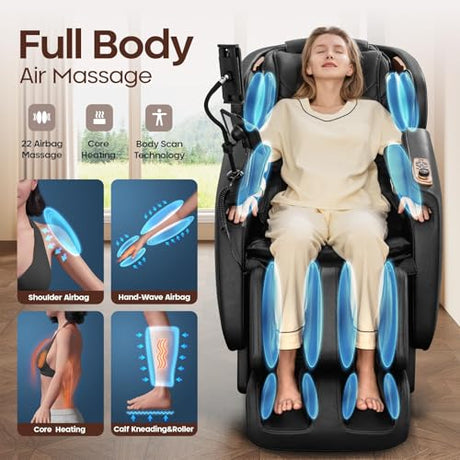 CASINTA 4D Massage Chairs Full Body - 53.5 Extend Sl Track Shiatsu Massage Chair - Zero Gravity Massage Chair,Core Heating & 22 Airbag, Smart Foot Rollers,Ai Voice, Yoga Mode CASINTA