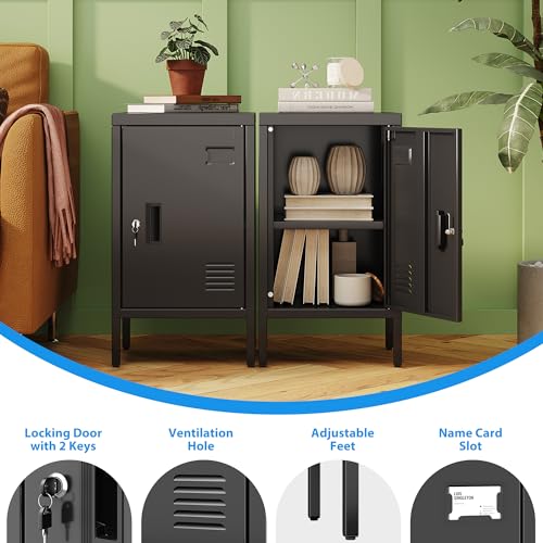 SUPEER 24.4" H Metal Locker Storage Cabinet with Adjustable Shelf, 1 Door Small Storage Cabinet with Adjustable Leveling Foot for Home,Office, Kids Locker,Assembly Required,Balck SUPEER