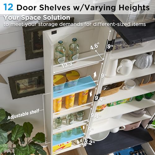 ACCOHOHO 72" Farmhouse Kitchen Pantry Cabinet with Drawer, Tall Storage Cabinet with 2 Barn Doors and Shelves, Versatile Large Rustic Cabinet for ACCOHOHO