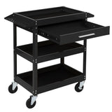 TUFFIOM 3 Tier Rolling Tool Cart with Drawer, Tool Service Cart on Wheels w/2 Brake, 330 LBS Capacity Industrial Heavy Duty Utility Cart, Tool Organizer for Mechanic, Garage, Warehouse & Repair Shop TUFFIOM