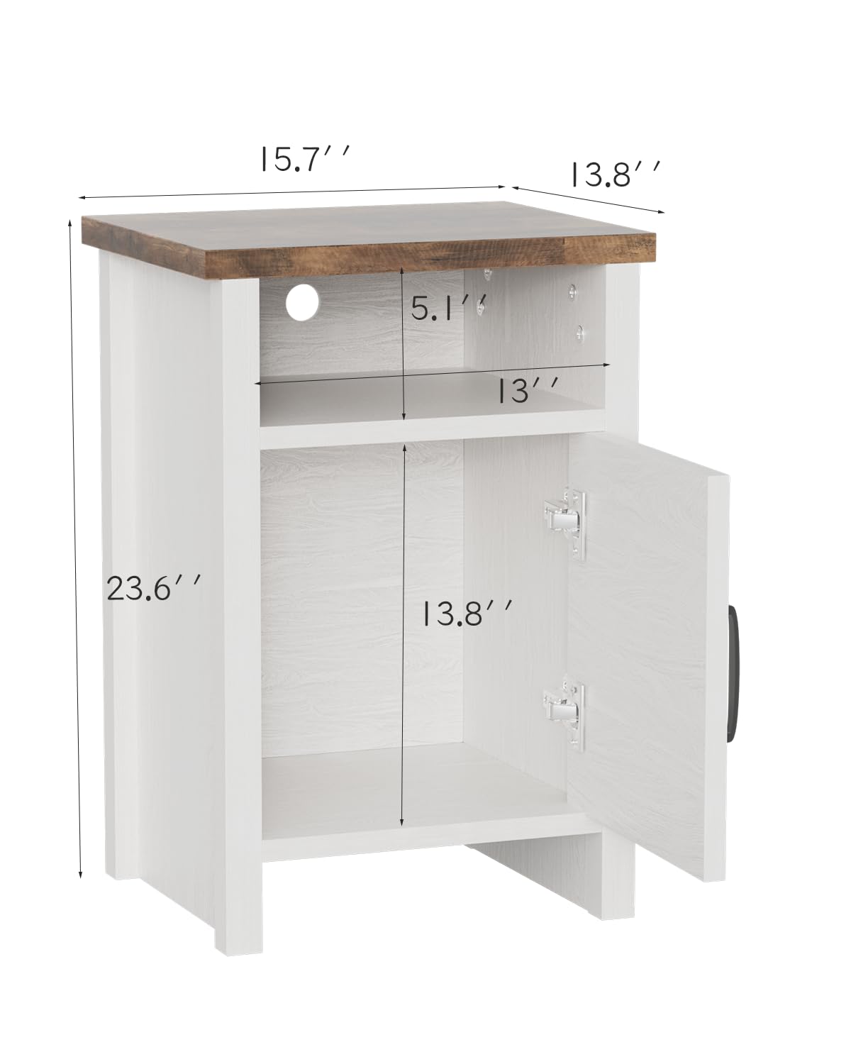 YESHOMY Farmhouse Modern Nightstand with Shelf and Barn Door, Set of 1 for Bedroom, White YESHOMY