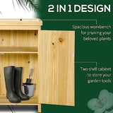 Outsunny Garden Storage Cabinet, Outdoor Tool Shed with Galvanized Top and Two Shelves for Yard Tools or Pool Accessories, Natural Outsunny