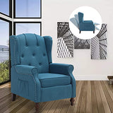 VUYUYU Wingback Recliner Chair, Push Back Arm Chair with Heat and Massage, Tufted Single Sofa for Home, Living Room, Office, Bedroom (Blue) VUYUYU