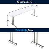BTEXPERT 8-Foot-96 Long White Plastic Folding Seminar Training Table Portable 18" Wide Narrow, 29" High, Events Indoor Outdoor Lightweight Heavy Duty, One BTEXPERT
