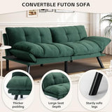 SoarFlash 67 Inch Futon Double Sofa Bed, 2 in 1 Velvet Loveseat Sofa with Adjustable Backrest Memory Foam for Living Room Bedroom Office Apartment Compact Couch(Green) SoarFlash