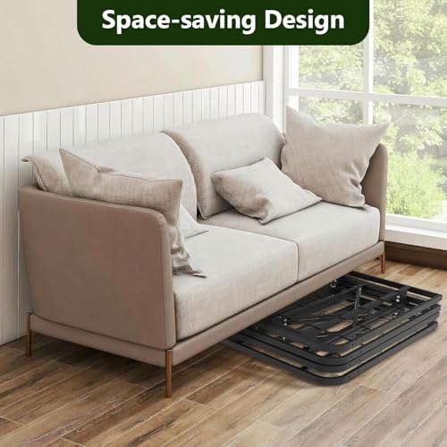 MAKE CHANGES Foldable Full Size Bed Frame，Metal Platform with 14" Underbed Storage, Heavy Duty，Noise Free,Easy Foldable Assembly, No Box Spring Needed,Black MAKE CHANGES