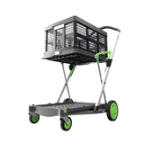 CLAX® The Original | Made in Germany | Multi use Functional Collapsible carts | Mobile Folding Trolley | Shopping cart with Storage Crate | Platform Truck (Green) Clax