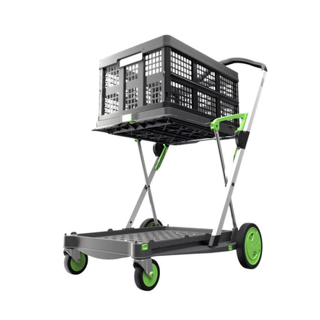 CLAX® The Original | Made in Germany | Multi use Functional Collapsible carts | Mobile Folding Trolley | Shopping cart with Storage Crate | Platform Truck (Green) Clax
