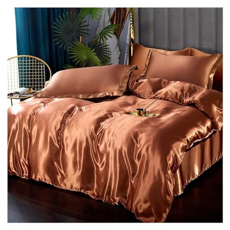 ADovz Luxury Satin Bedding Set Rayon Duvet Cover Set Single Double King Size Bedding Kit Designer Bedding Set Bed Cover Bed Lines Set,Bed Sheets, FH-762 ADOVZ