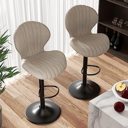 Nalupatio Bar Stools Set of 2 Modern Swivel Bar Chairs, Barstools Counter Height with High Backrest, Easy 3-5 Minute Assembly for Bar, Kitchen, Dining Room Beige - WoodArtSupply