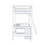 Harper & Bright Designs White Twin Size Loft Bed with U-Shaped Desk, Drawers, and Storage Shelves Harper & Bright Designs