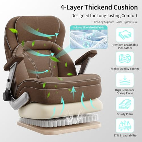 Big and Tall Office Chair, 600lbs Heavy Duty Desk Chair with 5D Arms, Adjustable Lumbar Support & Height, Tilt Function, Fabric High Back Ergonomic Executive Computer Chair with 3'' Casters CoziCradle