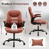 Nexthro Executive Office Chair PU,Leather Office Chair with Wheels,360° Swivel Rolling Chair with Padded Arms,Ergonomic Computer Chair with Lumbar Support for Short People Use(Brown) Nexthro