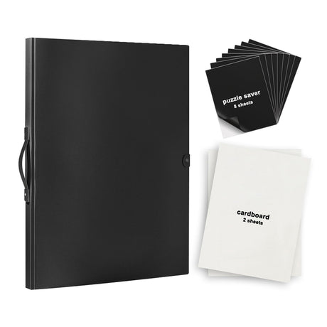 Puzzle Storage, RJVNT Puzzle Holder Book for 1000 Pieces, Puzzle Storage Folder with 8 Puzzle Saver Sheets and 2 Cardboards(Black) RJVNT