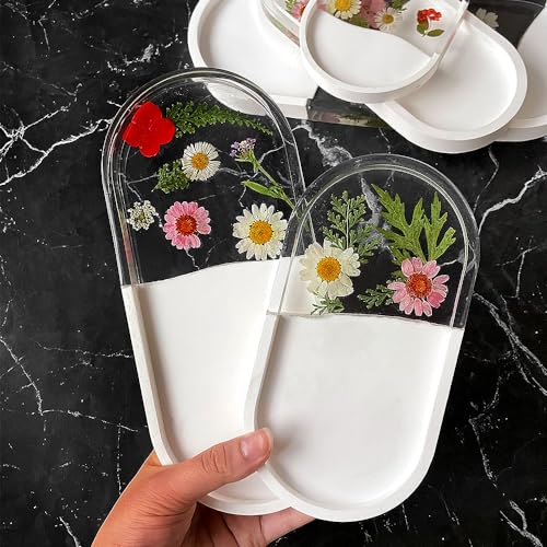 RESINWORLD Set of 5 Sizes Oval Tray Mold, Jewelry Holder Resin Mold Silicone, Storage Silicone Molds for Resin, Clay, Gypsum ResinWorld