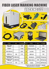 50W Enclosure Type JPT Fiber Laser Marking Machine Fiber Laser Engraver Laser Marker 110×110mm Lens and D69 Rotary Axis Class 1 Laser Output Power 0.39mW SFX