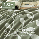 METAHOTS Queen Size Comforter Set - 7 Piece Floral Botanical on Green Comforter Sets with Sheets and Pillows, Soft Lightweight Microfiber Bedding Set for All Season(90"X90") METAHOTS