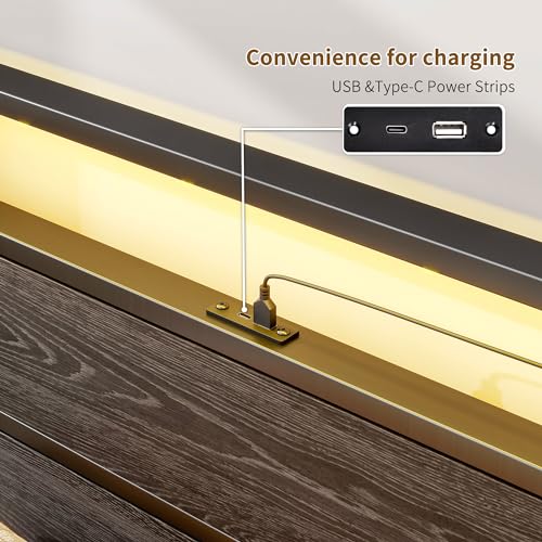 BOFENG Twin Bed Frame with Wood Headboard and USB Charging Station/LED Lights,Metal Single Platform Bed Frame Twin Size No Box Spring Needed,Heavy Duty Metal Slats Support,Noise Free,Black BOFENG