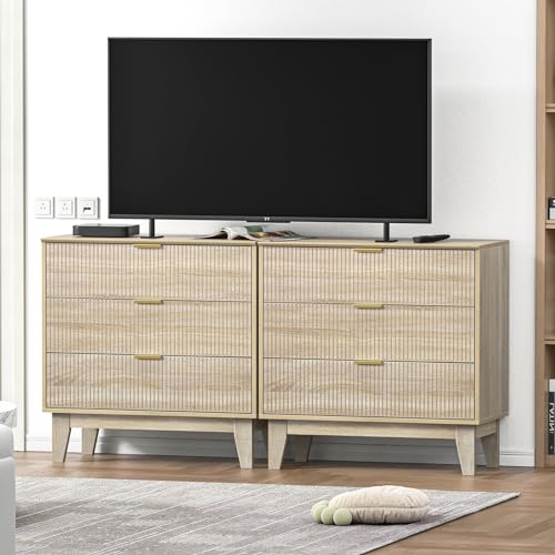 Anmytek 3 Drawer Dresser for Bedroom, Modern Closet Dressers Chest of Drawers, Wood Tall Dresser Storage Dresser Large Nightstand for Bedroom Living Room Hallway Closet, H0113 Anmytek