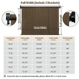 Amagenix Outdoor Roller Shades, 220GSM HDPE Exterior Cordless Patio Shades Roll Up Outdoor Blinds for Porch Gazebo 8'(W) x 6'(H), Spliced of Two Sections, Mocha Amagenix