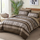 Anibedding Brown Comforter Set Queen 7 Pieces Boho Western Bedding Set for All Season, Aztec Bed in a Bag Queen Soft Microfiber Comforter Set with Sheets, Pillowcases & Shams Anibedding