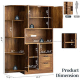 SUNLEI 60.4" Tall Kitchen Pantry Storage Cabinet with Microwave Shelf, Freestanding Farmhouse Kitchen Pantry, Wooden Pantry Cupboard Storage with Drawers and Open Shelves for Dining Room, Brown SUNLEI