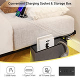 Zevemomo Floating Queen Bed Frame with LED Light, Heavy-Duty Metal Platform Queen Bed Frame Floating with Charging Station, Easy Assembly, No Box Spring Needed, Black Zevemomo