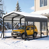 Jocoevol 10x15FT Metal Carport, Heavy Duty Car Garage w/Reinforced Support Rods and Windproof Ground Anchors, All-Weather Multi-Use Outdoor Shelter for Car, Boats and Truck Jocoevol