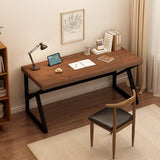 IBF Natural Real Wood Computer Desk, Rustic Writing Study Table for Student, Solid Wooden and Metal Gaming Home Office Desk, Farmhouse Industrial Modern Executive Work Desk Workstation, Brown, 55 Inch IBF