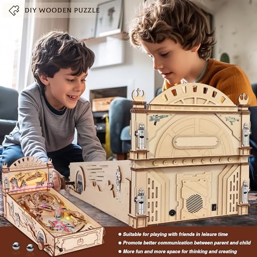 DIY Miniature Pinball Machine Kits, 3D Wooden Puzzles for Adults, Wooden Models for Adults to Build, Fun Toys Gifts for Ages 14+ Fuiltee