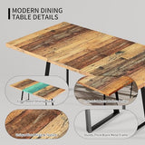 ZckyCine Extendable Dining Table Set 47"-63", Rustic Wood Table with 6 PU Leather Chairs, Modern Scandinavian Dining Room Furniture for Kitchen Apartment ZckyCine