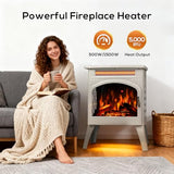 ZAFRO 21" Freestanding Electric Fireplace with Remote, Fireplace Space Heater with Adjustable Flame Color and Brightness, Thermostat/Sleep Mode/Overheat Protection for Bedroom, Living Room(Beige) ZAFRO