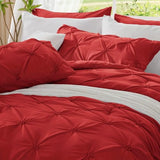 BEDELITE Red Queen Comforter Set - 3 Pieces Boho Pintuck Bedding Comforter Sets, Lightweight Soft & Warm Bed Comforter Queen with 2 Pillowcases for All Season BEDELITE