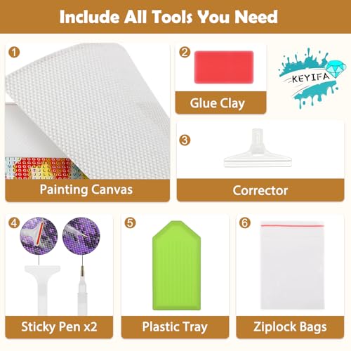 KEYIFA White Tiger Diamond Art Kits for Adults, DIY Diamond Painting Animal, Round Full Drill, 5D Diamonds Dots Mosaic Painting, Gem Arts Craft for Home Wall Decor Gifts, 30x40cm KEYIFA