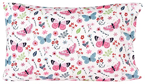 Scientific Sleep Butterfly Pink Flower 100% Cotton Cozy Fun Twin Bed Sheet Set, Flat Sheet & Fitted Sheet & Pillowcase Kids Boys Girls Bedding Set Scientific Sleep
