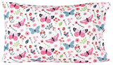 Scientific Sleep Butterfly Pink Flower 100% Cotton Cozy Fun Twin Bed Sheet Set, Flat Sheet & Fitted Sheet & Pillowcase Kids Boys Girls Bedding Set Scientific Sleep