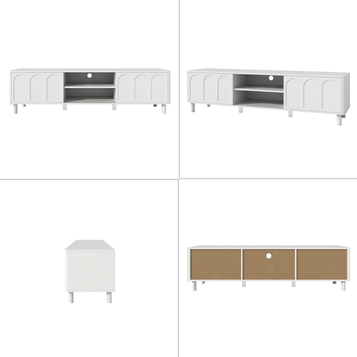 TV Stand for TVs up to 70'', Entertainment Center with Large Storage for Living Room, Media Console with Sliding Doors and Adjustable Shelves, Modern TV Cabinet for Game Consoles and Decor(White) PHOYAL