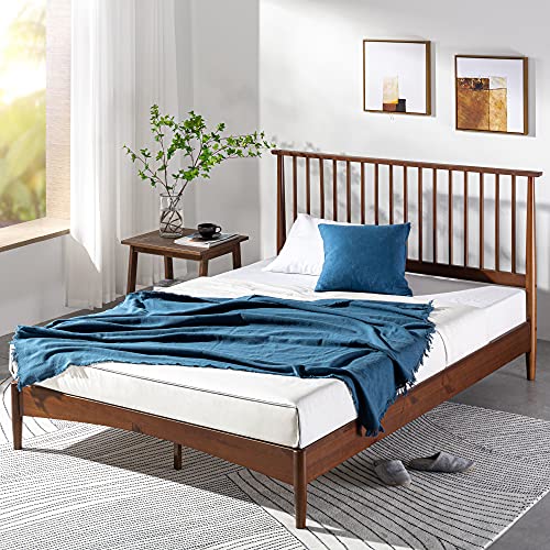 ZINUS Linda Mid Century Wood Platform Bed Frame / Solid Wood Foundation / Wood Slat Support / No Box Spring Needed / Easy Assembly, King,Brown