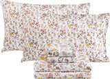 Viviland Floral Queen Sheet Set - 4 Piece Vintage Pink & Yellow Flower Patterned Bed Sheets - Soft, Breathable Microfiber Sheets with Deep Pocket, Non-Slip Fitted Sheets & Pillowcases Viviland