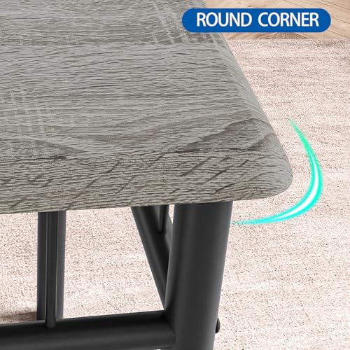 IDEALHOUSE Dining Table Set for 2, Square Dinner Table Sets with 2 Upholstered Chairs, Small Kitchen Table and Chairs for 2, Corner Dining Room Table Set for Apartment, Small Space, Dinner, Retro Gray IDEALHOUSE