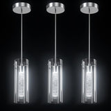 Esfos Pendant Ceiling Light Fixture, LED Kitchen Lighting Crystal Pendant Lights Kitchen Island, 1-Light Integrated Kitchen Hanging Light Fixture Modern Island Light with Bubble Glass Three Pack Esfos