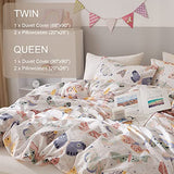 Ivellow Twin Duvet Cover Kids 100% Cotton Butterfly White for Cute Bedding Set 3Pcs Ultra Soft Breathable Patterned Cartoon Comforter Boys Girls Toddler Teen Ivellow
