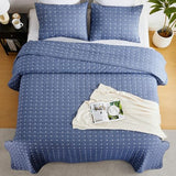 ENJOHOS Blue 100% Cotton Linen Twin Quilt Set, Twin Bedspread Coverlet, Twin Size Quilt Bedding Set, Reversible Lightweight Bed Quilt with Shams for Girl Boy Kid (2 Pieces, 68"x86") ENJOHOS